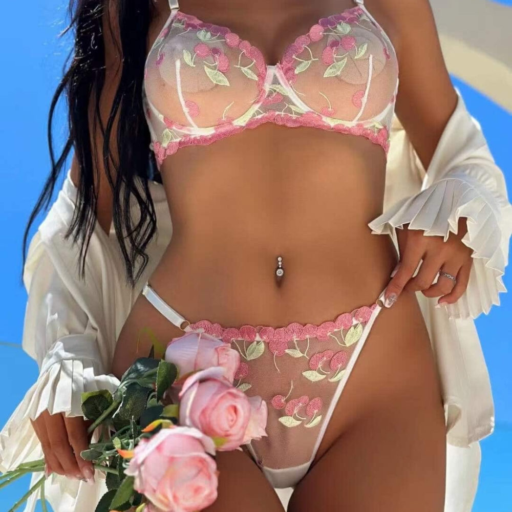 סט הלבשה תחתונה דגם "Cherry"- לבן