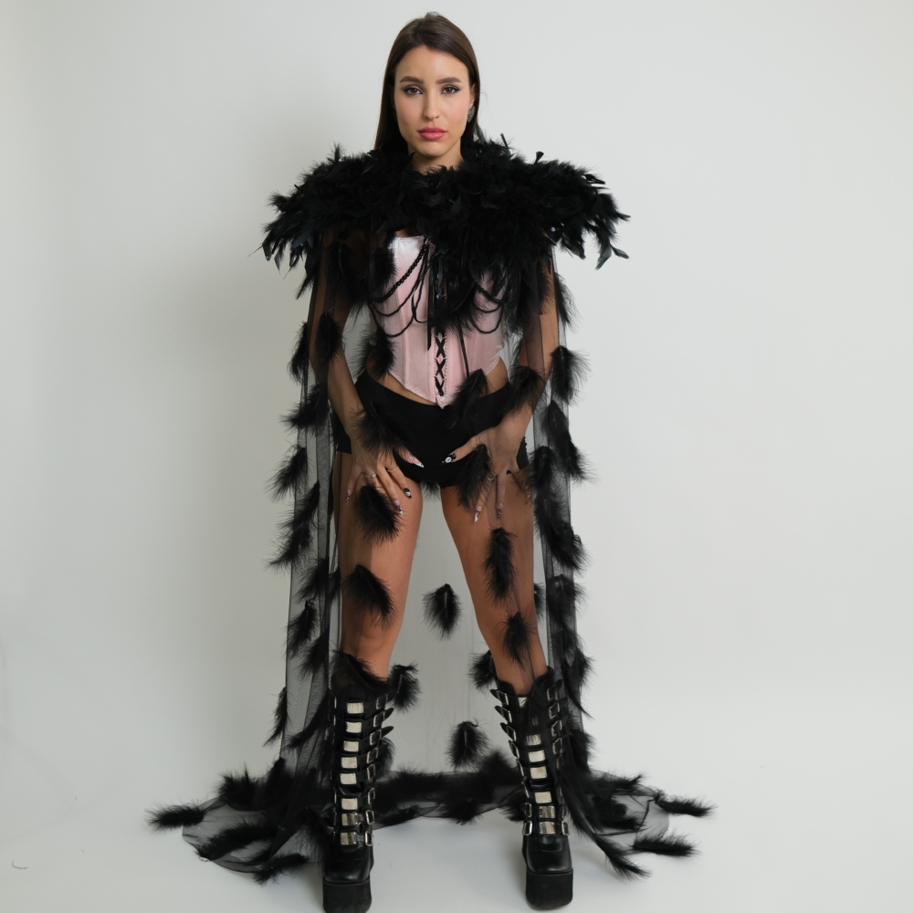 Angel Aura Cape- של פסטיבלי שחור