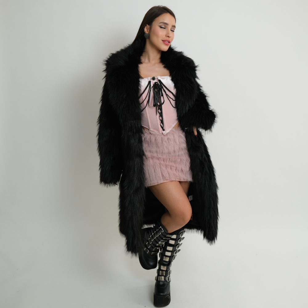 מעיל פרווה דגם "Frost Luxe Coat"- שחור