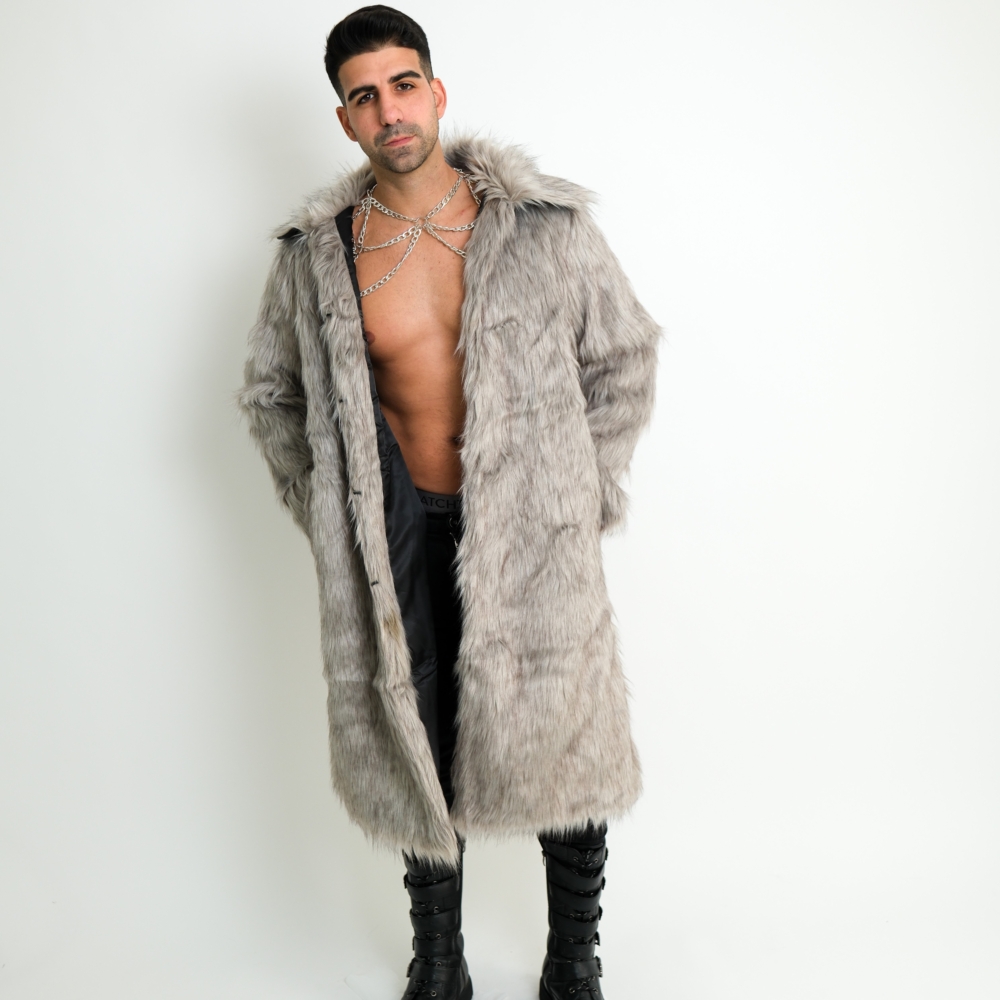 מעיל פרווה לגבר דגם "Koetz"- אפור