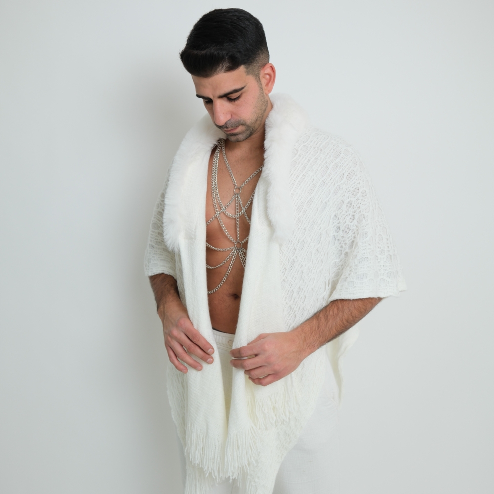 AURELIO- קימונו לגבר עם צווארון פרווה