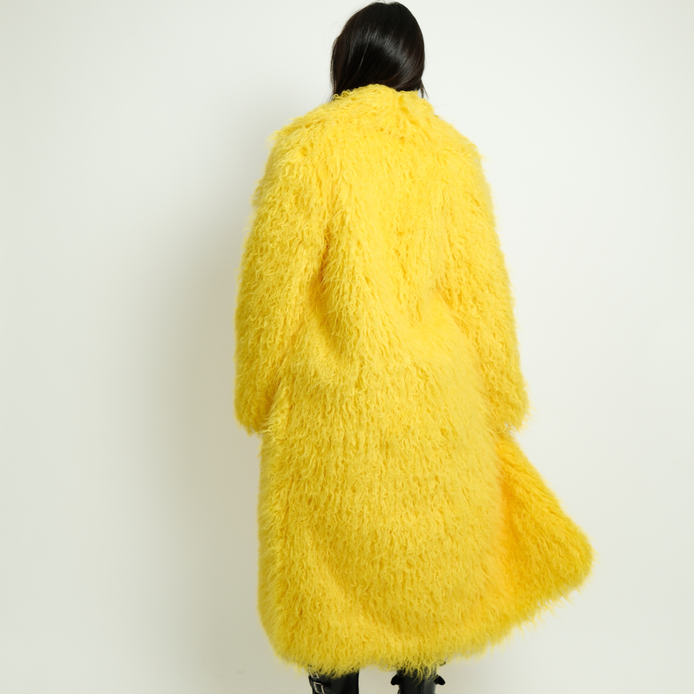 מעיל פרווה דגם "Frost Luxe Coat"- צהוב
