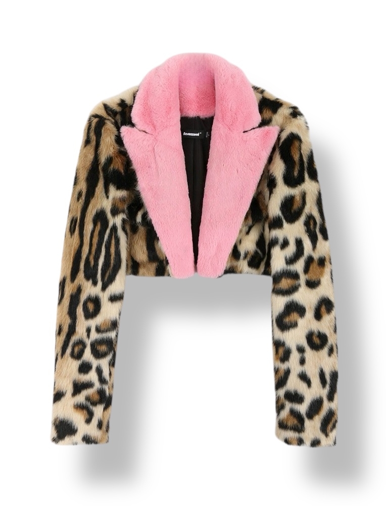 ג'קט פרווה קצר דגם "Pink Savage Jacket"