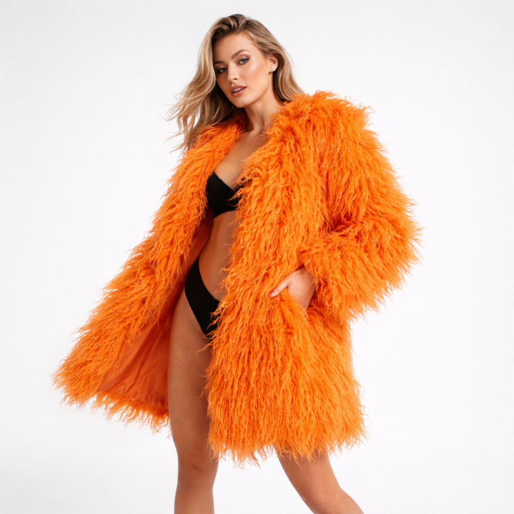 מעיל פרווה דגם "Fur Majesty"- כתום