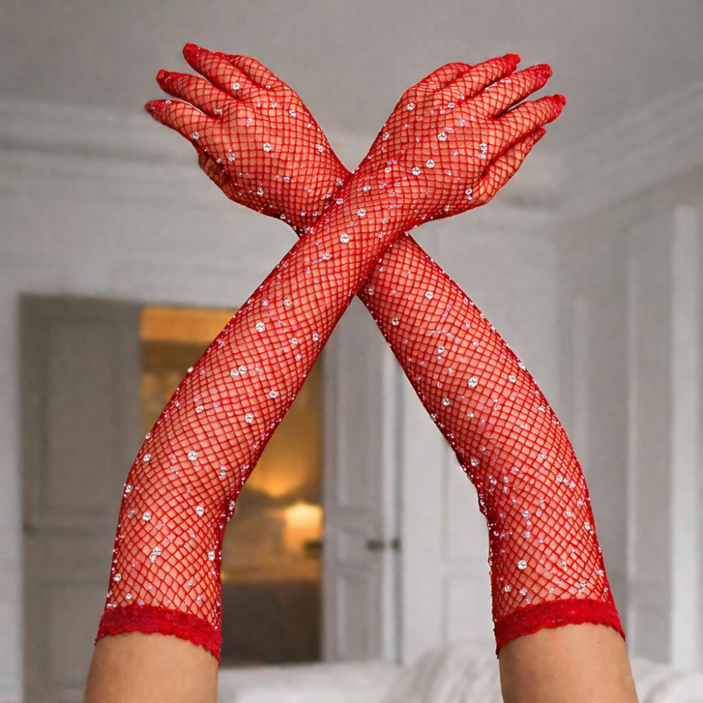 Crystal Net Gloves- כפפות רשת מנצנצות