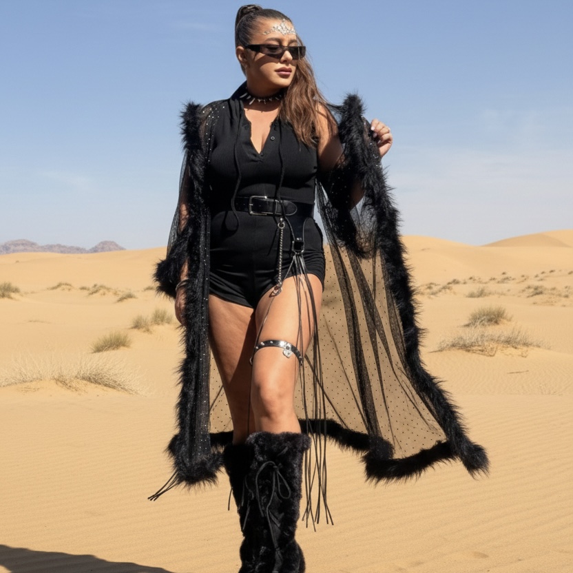 קימונו פרוותי- שחור